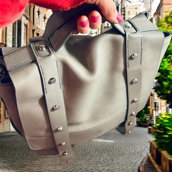 All Saints Gray Leather top handle, backpack and crossbody Studded - Picture 3 of 16